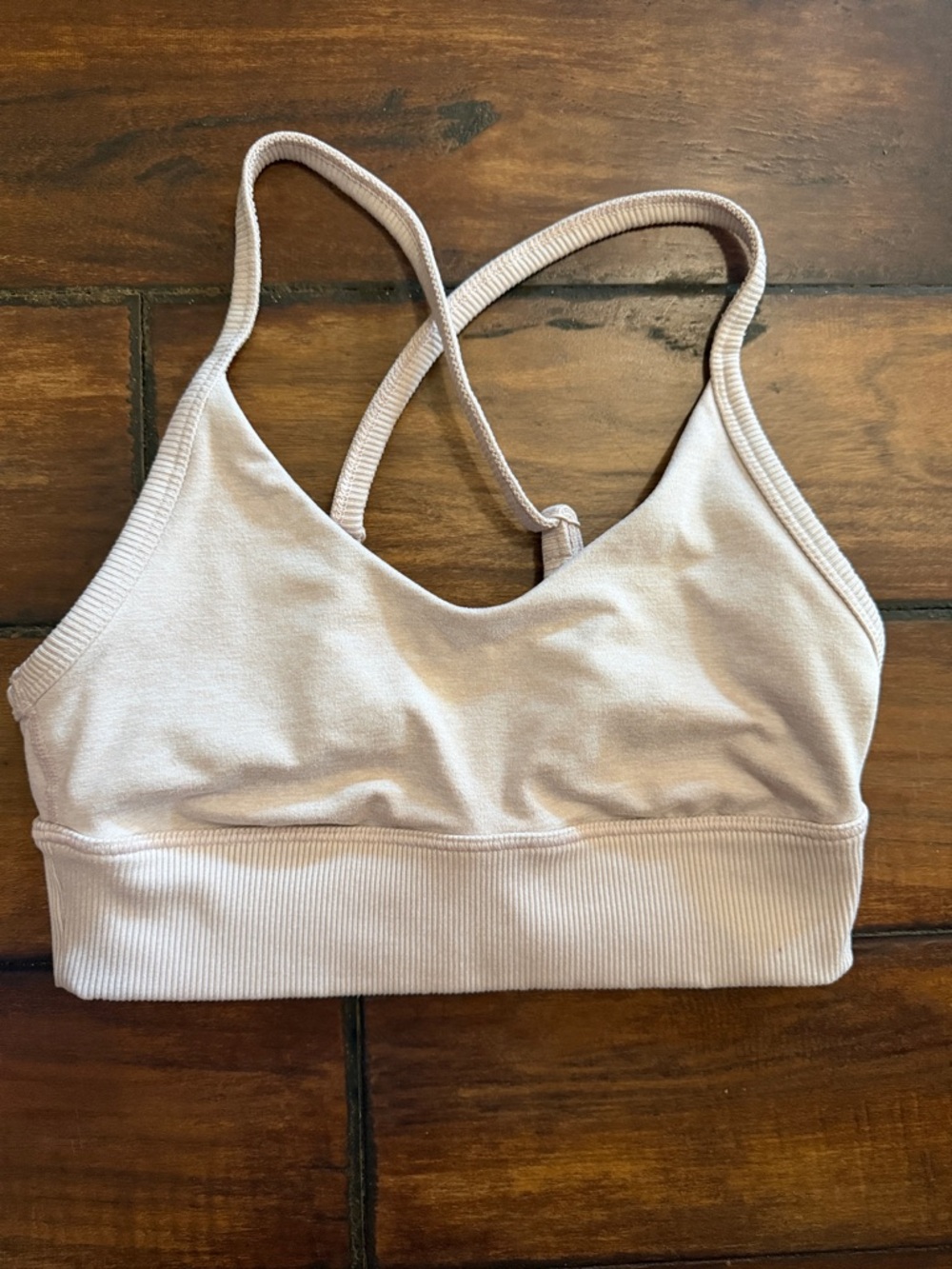 aerie Light Heathered  Pink Sports Bralette With Adjustable Straps